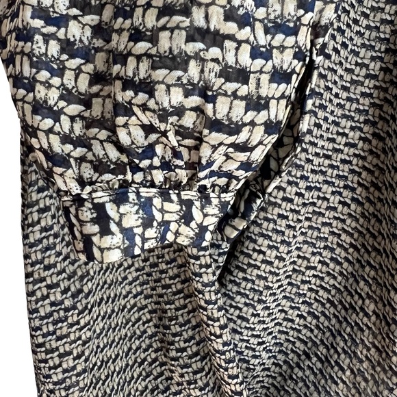 2/$15 ark&co. S Blouse with Draping black and tan pattern sheer - Picture 5 of 10